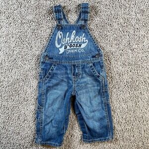 OshKosh B'gosh‎ Denim Dungarees Overalls Kids Size 9M Blue Jeans Baby Toddler
